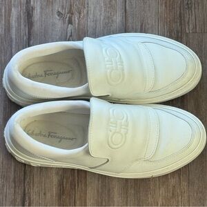 Salvatore Ferragamo Cream Sneakers